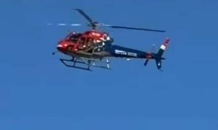 Helicóptero da Secretaria de Defesa Social de Pernambuco sobrevoa Izacolândia e Lagoa Grande, e chama a atenção da população
