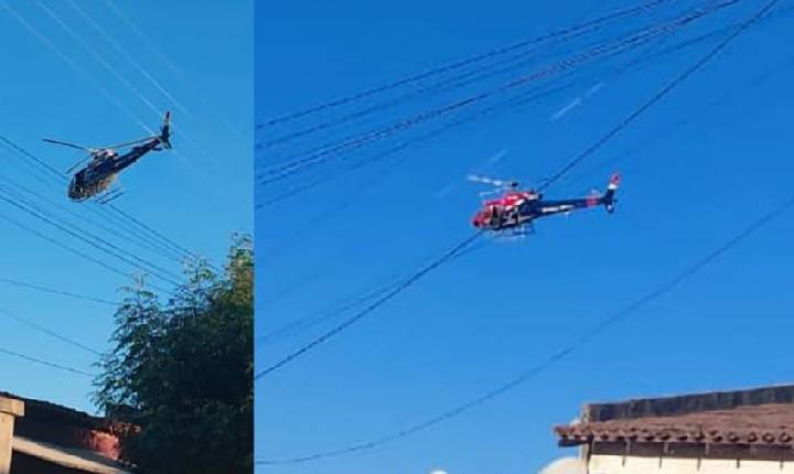 Helicóptero e viaturas da Polícia Civil se mobilizam durante Operação em Vermelhos, Lagoa Grande e Izacolândia