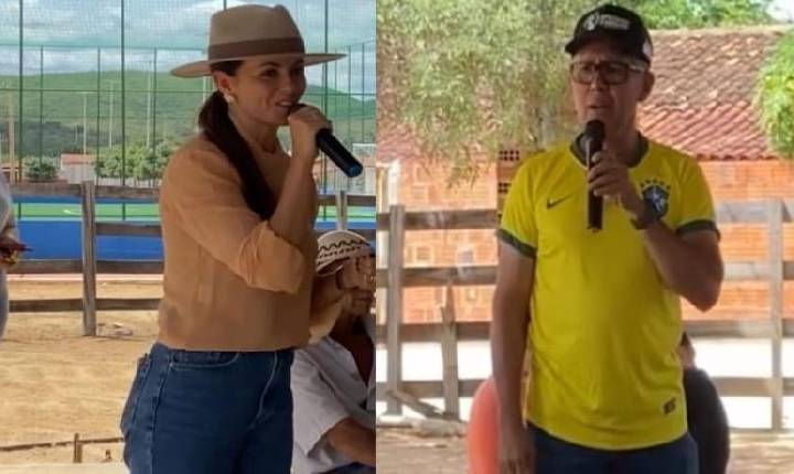 Prefeita Catharina Garziera e comitiva entregam retroescavadeira em Jutaí - adquirida através de emenda do deputado Lucas Ramos
