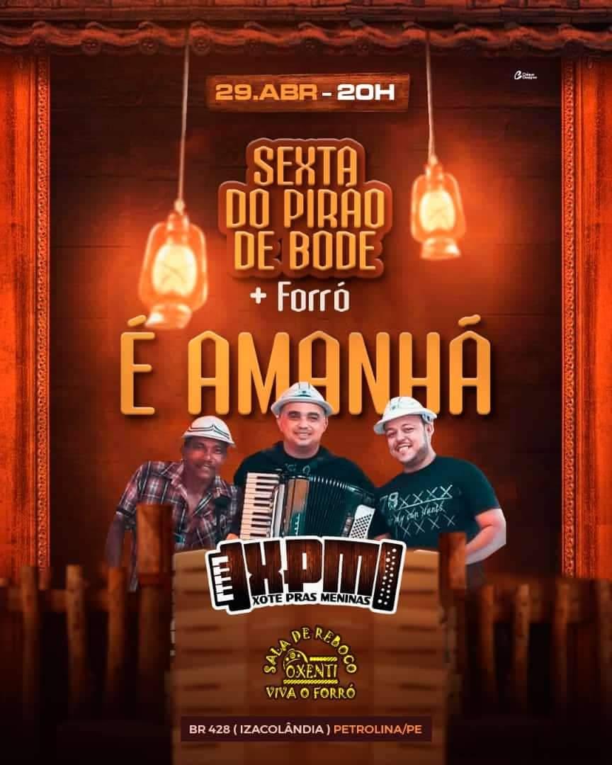 É AMANHÃ: Sala de Reboco Ôxenti promove 'Sexta do Pirão de Bode + Forró', com XPM Xote Pras Meninas