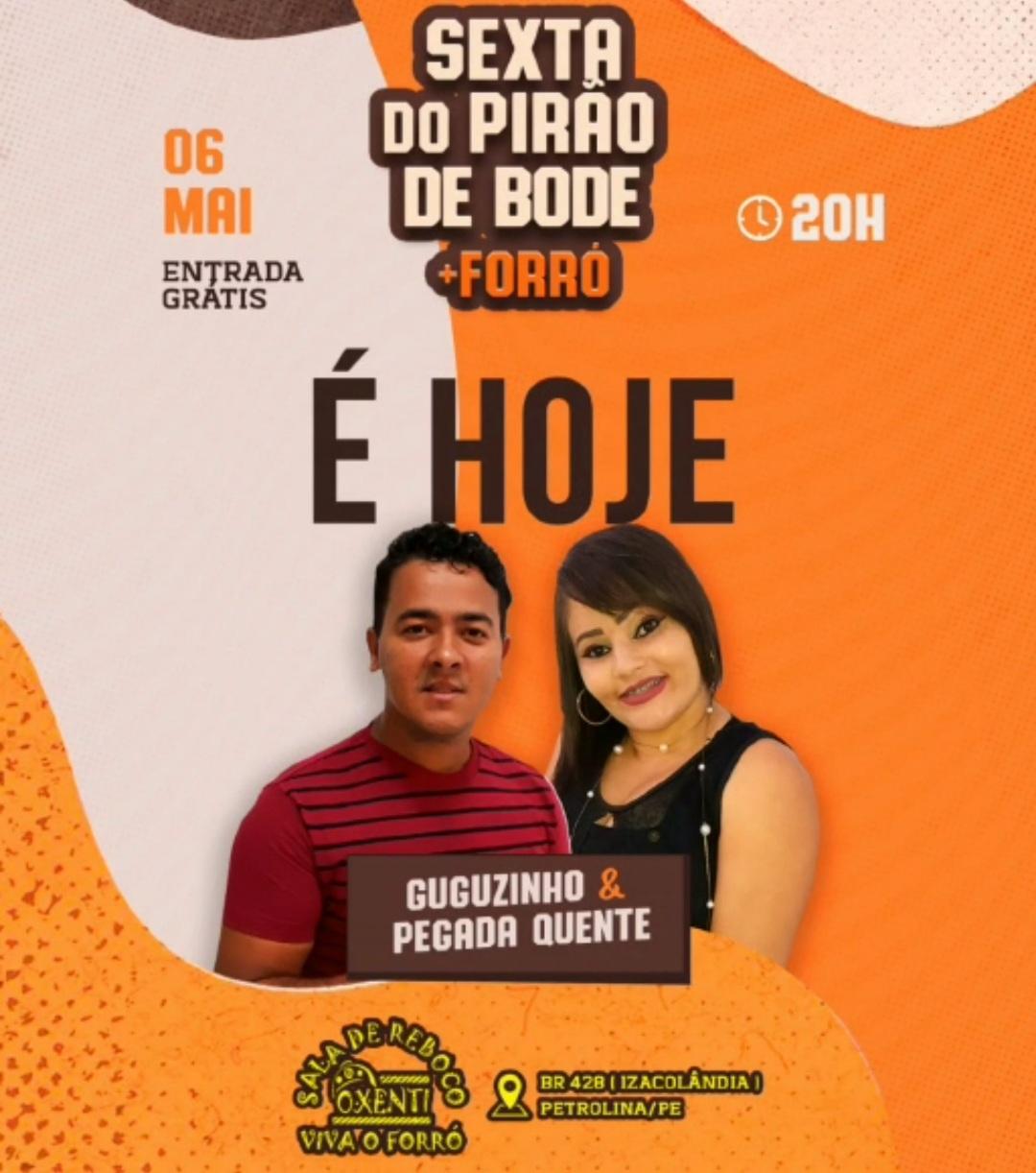 É HOJE: Sala de Reboco Ôxenti promove 'Sexta do Pirão de Bode + Forró', com Guguzinho e Pegada Quente