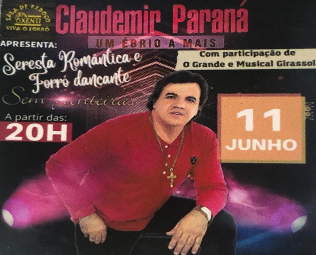 Sala de Reboco Ôxenti promove 'Seresta Romântica e Forró Dançante', com Claudemir Paraná e O Grande e Musical Girassol neste sábado (11)