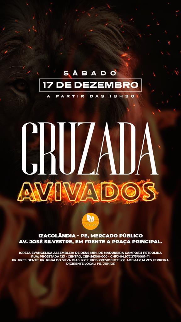 Louvor e adoração a Deus: Cruzada AVIVADOS será realizada neste sábado (17) no distrito de Izacolândia, em Petrolina-PE