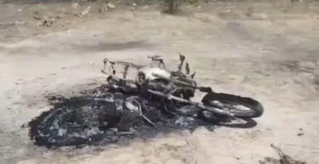 Corpo carbonizado é encontrado ao lado de motocicleta queimada em Santa Maria da Boa Vista-PE