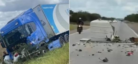 Colisão envolvendo carreta e picape mata uma pessoa na BR-407, no Norte da Bahia