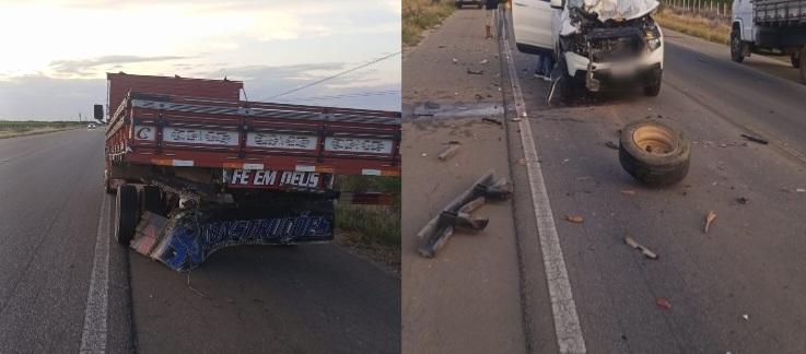 Acidente envolvendo caminhão e carro é registrado na BR-235, em Juazeiro-BA
