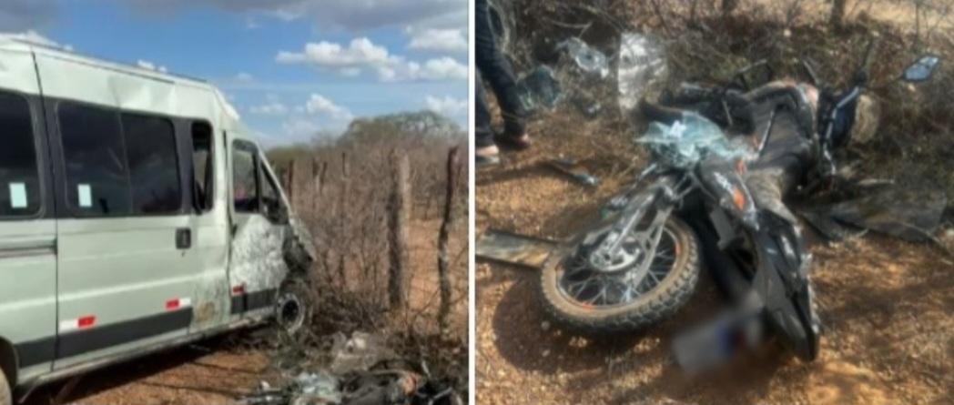 Motociclista fica ferido em acidente com van no interior de Lagoa Grande-PE
