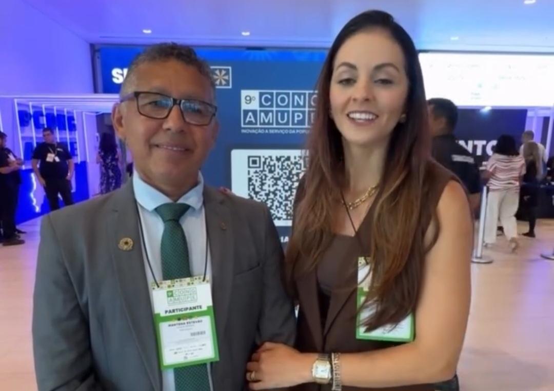 Buscando melhorias para a população, vereador Mantena e a prefeita Catharina Garziera participam do Congresso da AMUPE e destacam as ações do deputado Lucas Ramos para Lagoa Grande