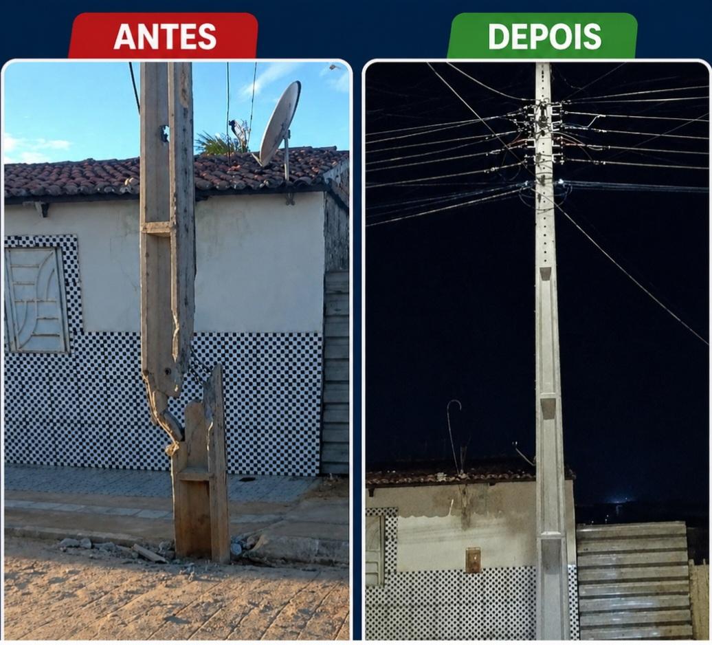 Demanda da população atendida! Após matéria do Notícias em Destaque, Neoenergia troca poste no bairro da Estátua, em Lagoa Grande-PE