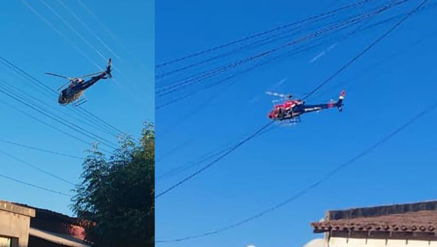 Helicóptero e viaturas da Polícia Civil se mobilizam durante Operação em Vermelhos, Lagoa Grande e Izacolândia